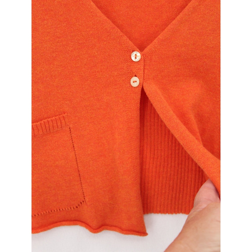Margaret OLeary Cropped Sweater Vest Large Orange Knit Sleeveless Lagenlook Chic - Picture 3 of 10